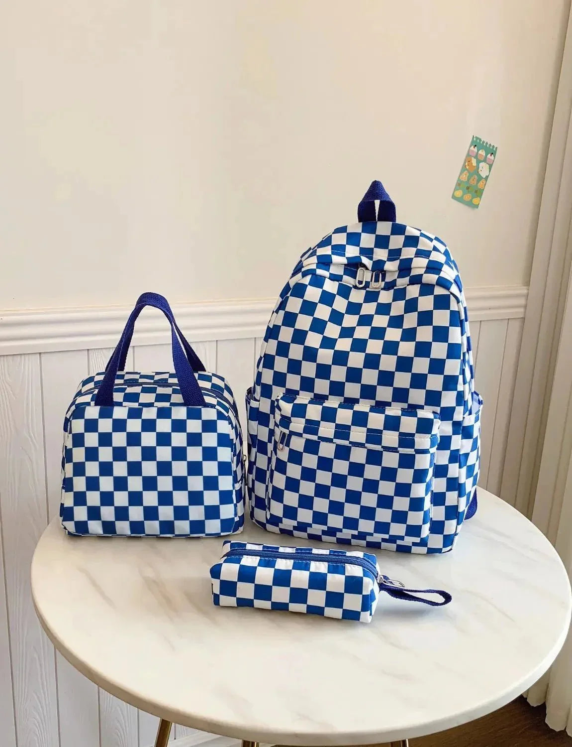 Checkered Pattern 3 - Piece Bag Set - VILLA FASHION